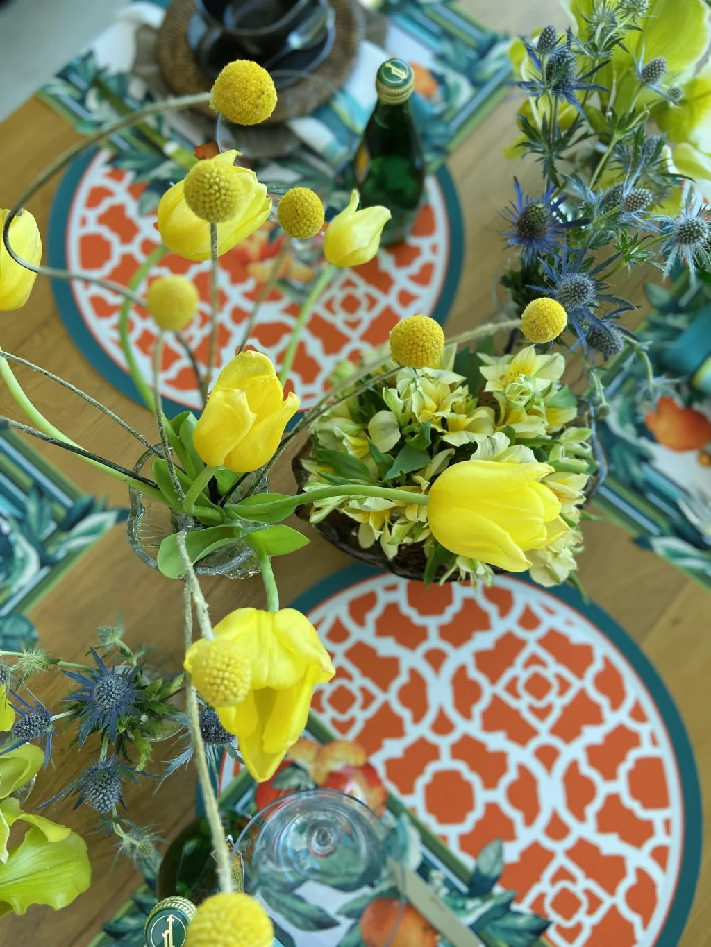 JOGO AMERICANO REDONDO DE TECIDO IMPERMEÁVEL - ESTAMPA MARROQUINA 