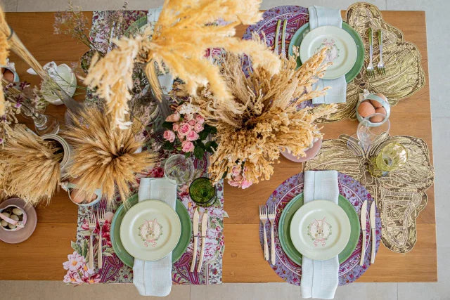 JOGO AMERICANO REDONDO DE TECIDO IMPERMEÁVEL - ESTAMPA CASHMERE LILÁS