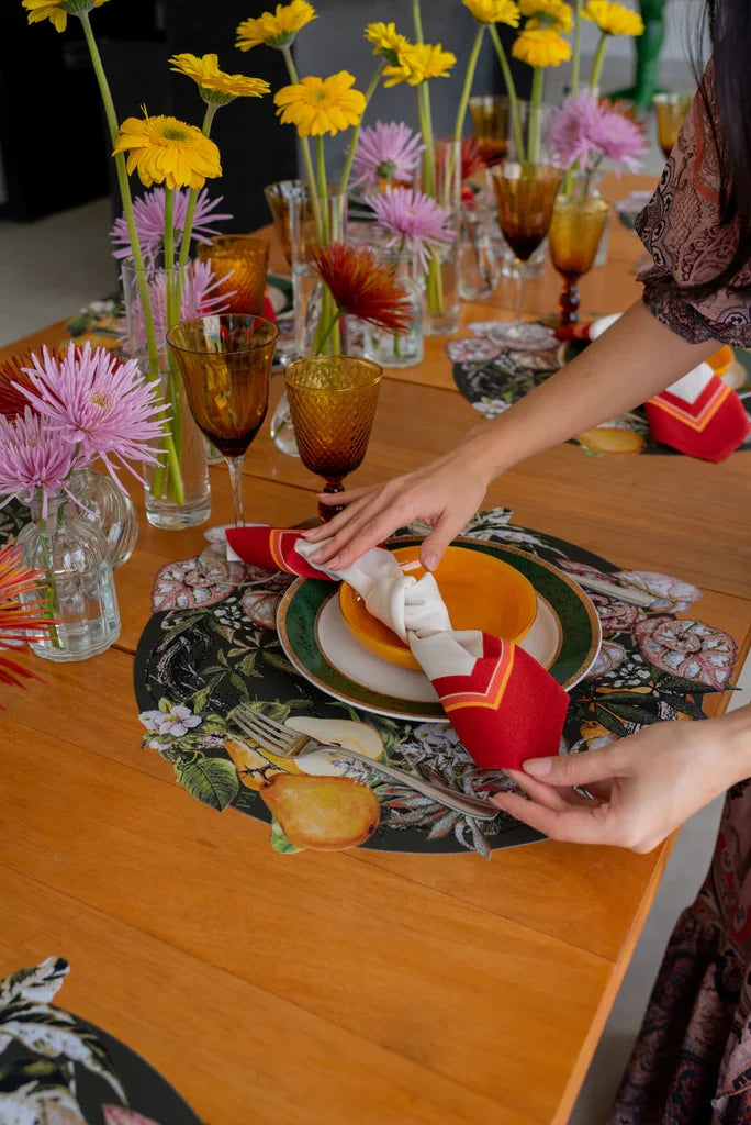 JOGO AMERICANO REDONDO DE TECIDO IMPERMEÁVEL - ESTAMPA LISO BOSQUE