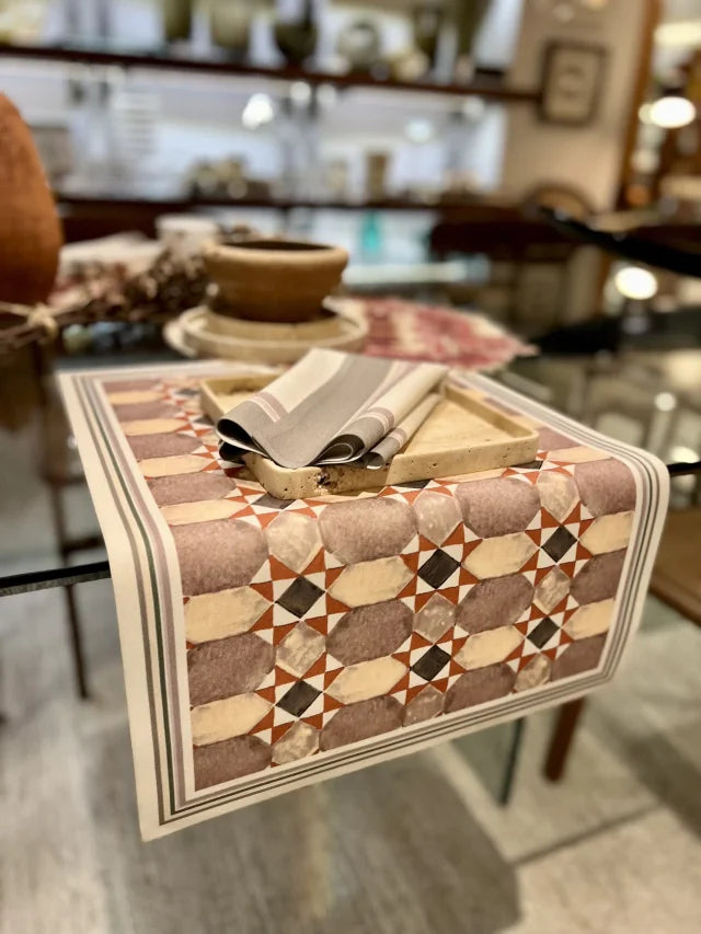 JOGO AMERICANO RETANGULAR DE TECIDO IMPERMEÁVEL - ESTAMPA GEOMÉTRICA ABSTRATA