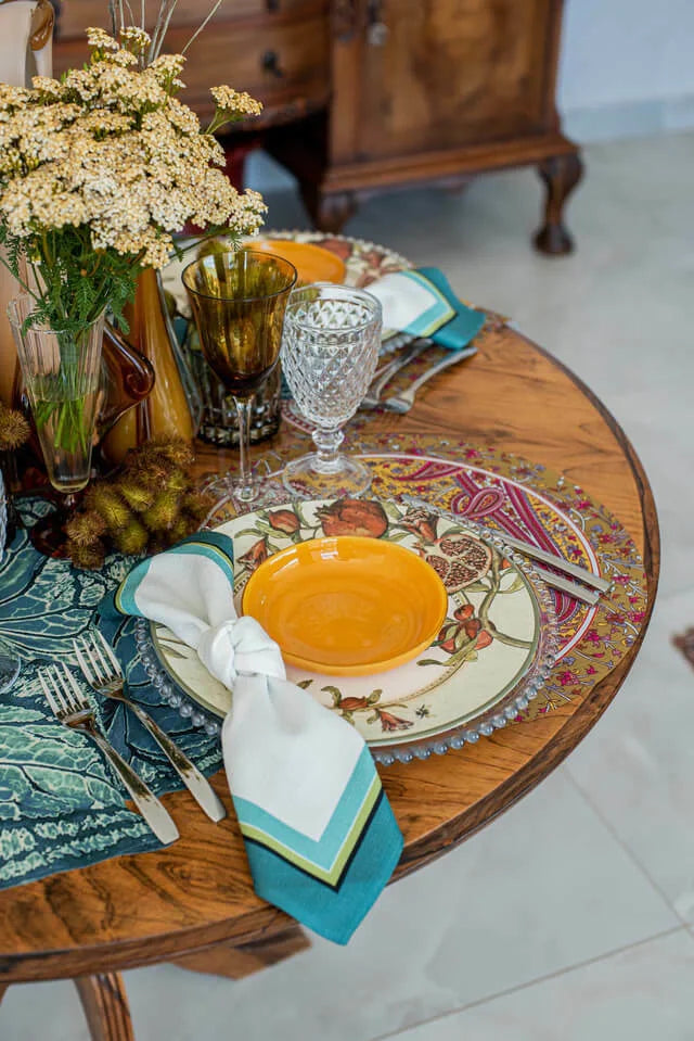 GUARDANAPO DE TECIDO EM LINHO VERDE COM TOQUE MACIO - FAMÍLIA LA MANDARINA