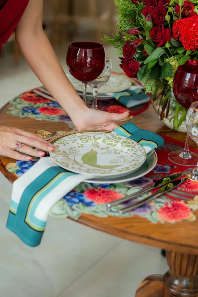 GUARDANAPO DE TECIDO EM LINHO VERDE COM TOQUE MACIO - FAMÍLIA LA MANDARINA