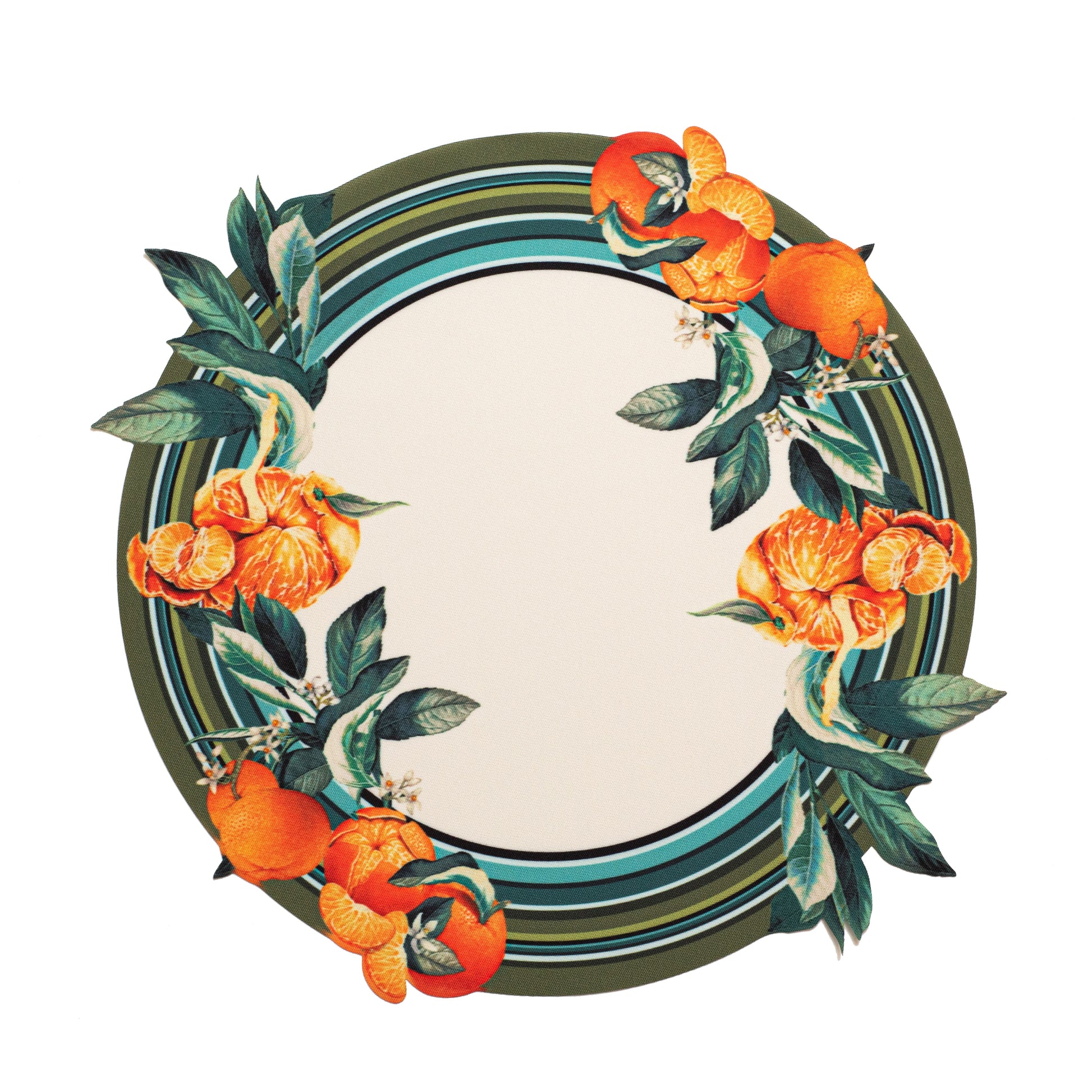 JOGO AMERICANO REDONDO DE TECIDO IMPERMEÁVEL - ESTAMPA LISA MANDARINA