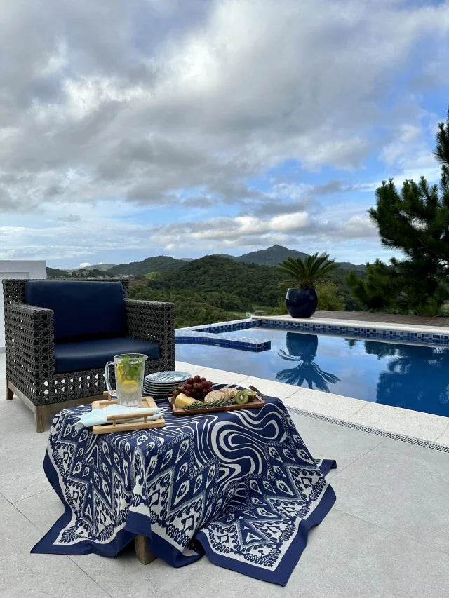 MANTEL ALMA - ESTAMPA PADRONAGENS IKAT E MAR AZUL