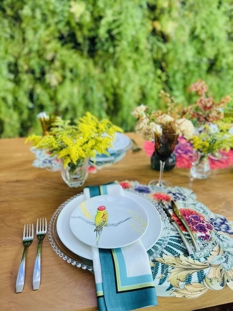 JOGO AMERICANO REDONDO DE TECIDO IMPERMEÁVEL - ESTAMPA LISO VERDE LA GLORIA