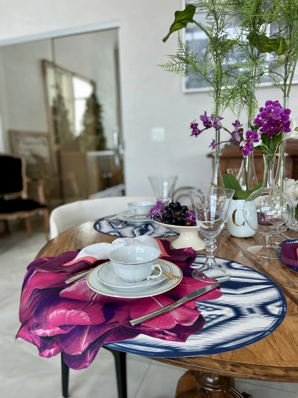 JOGO AMERICANO FLOR VIDA DE TECIDO IMPERMEÁVEL - ESTAMPA PINK