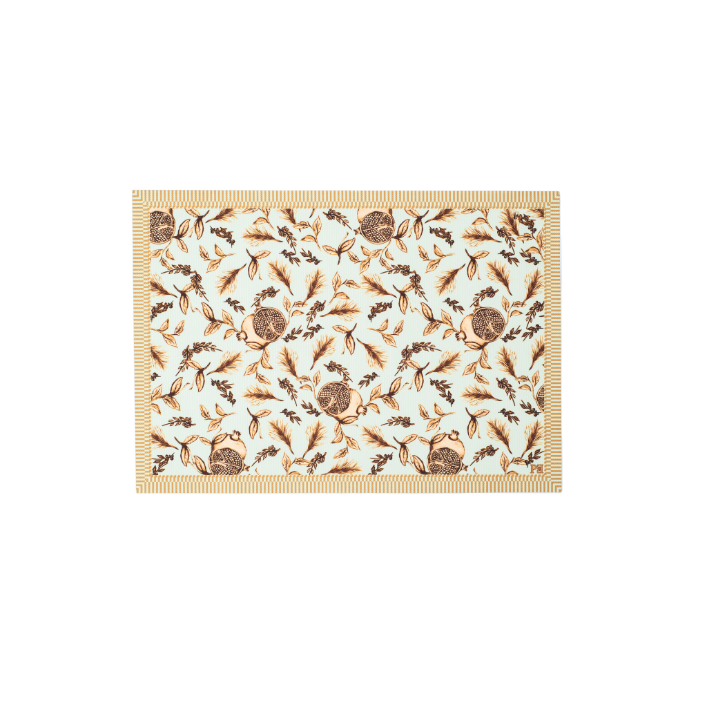 JOGO AMERICANO RETANGULAR DE TECIDO IMPERMEÁVEL - ESTAMPA ROMÃ LIBERTY CELESTE PAZ