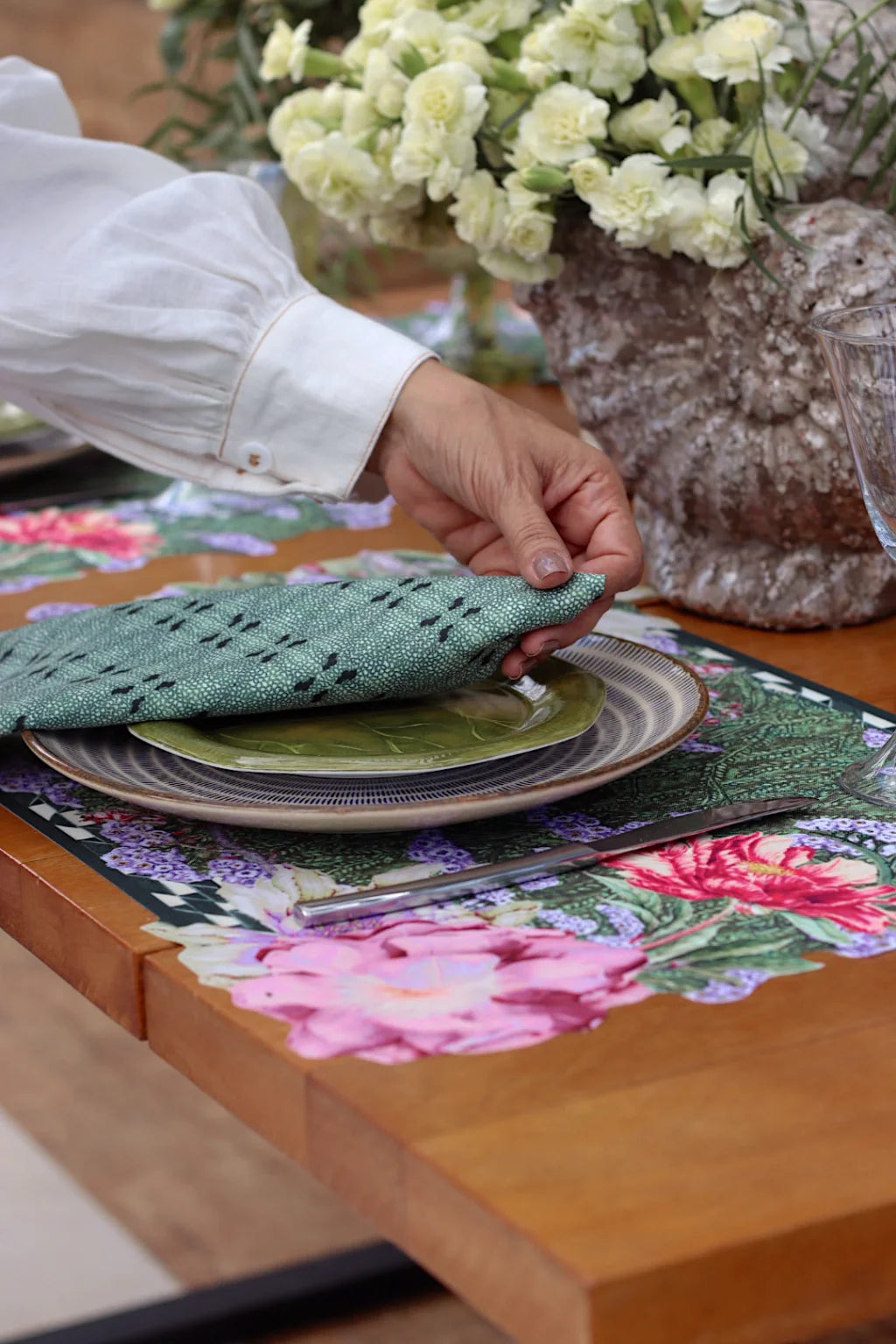 JOGO AMERICANO RETANGULAR DE TECIDO IMPERMEÁVEL - ESTAMPA LISA CAMPO