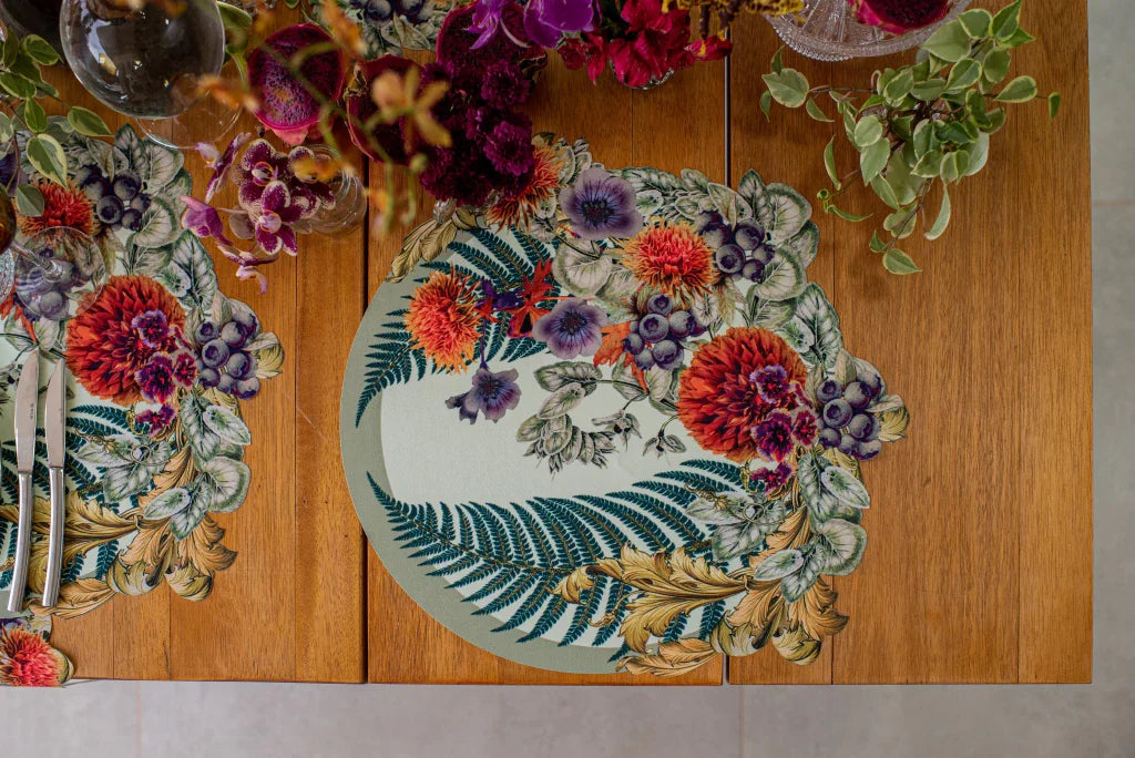 JOGO AMERICANO REDONDO DE TECIDO IMPERMEÁVEL - ESTAMPA LISO VERDE LA GLORIA