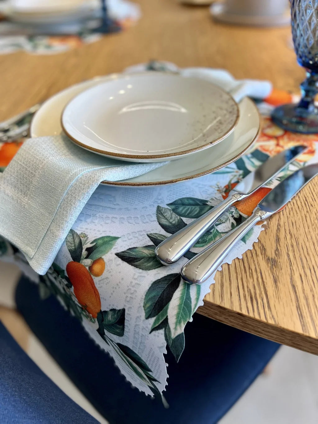 JOGO AMERICANO RETANGULAR DE TECIDO IMPERMEÁVEL - ESTAMPA RENDA RENASCENÇA