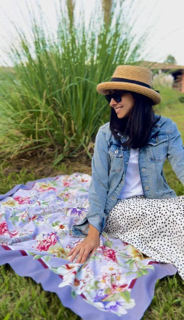 MANTEL ALMA - ESTAMPA FLORAL LILÁS