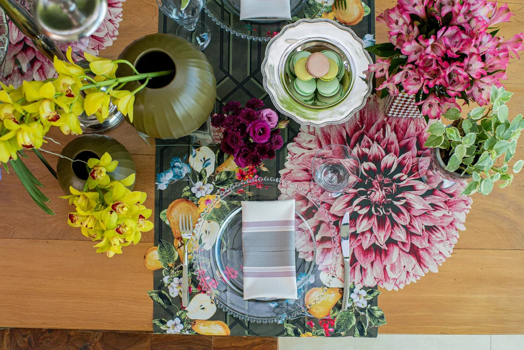 JOGO AMERICANO FLOR DE TECIDO IMPERMEÁVEL - ESTAMPA CRISÂNTEMO ROSA ANTIGO BOSQUE