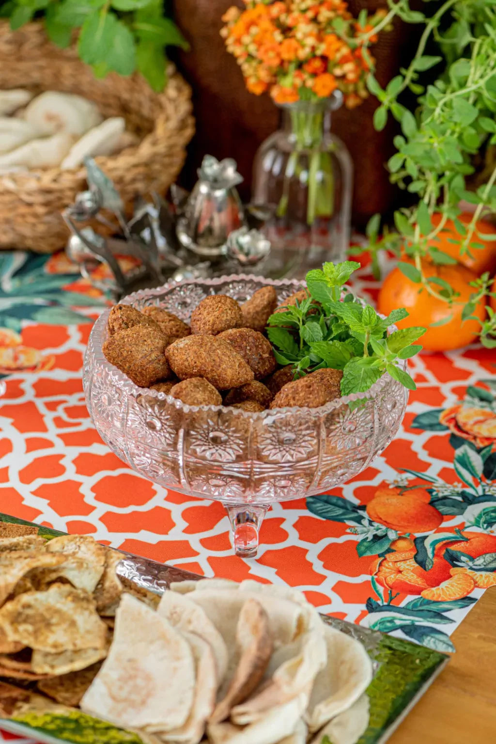 JOGO AMERICANO RETANGULAR DE TECIDO IMPERMEÁVEL - ESTAMPA MARROQUINA MANDARINA