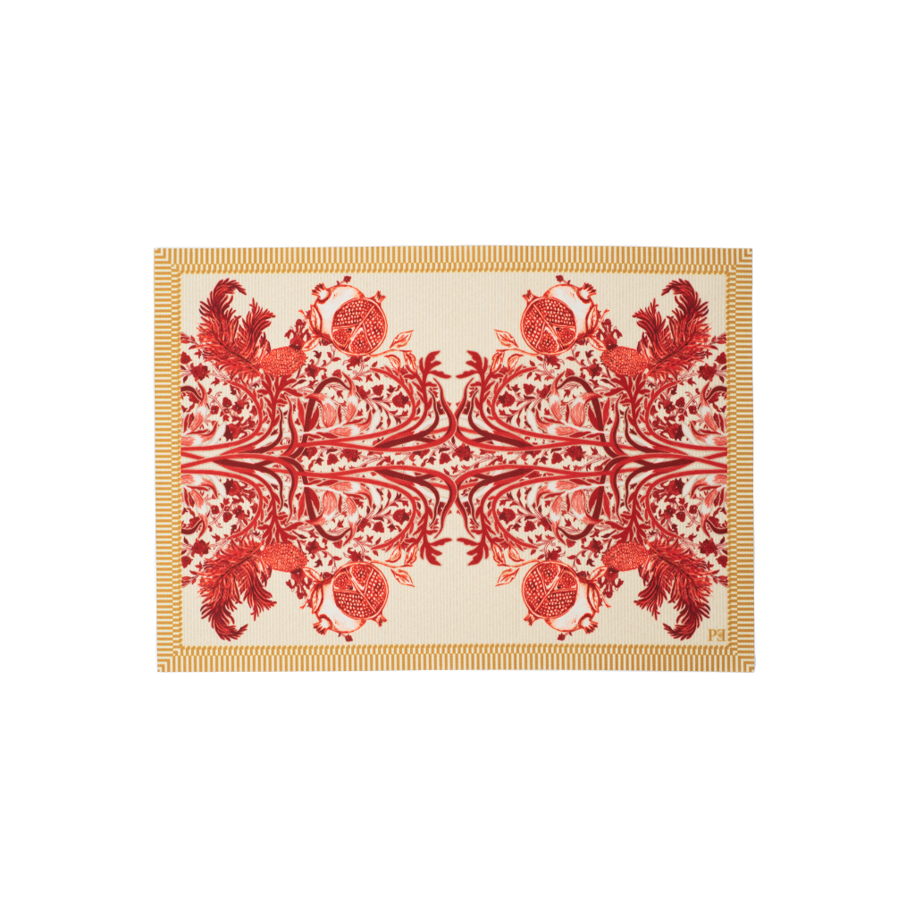 JOGO AMERICANO RETANGULAR DE TECIDO IMPERMEÁVEL - ESTAMPA ROMÃ LIBERTY VERMELHA PAZ