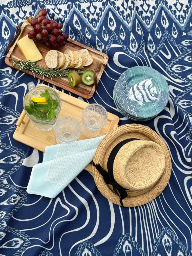 MANTEL ALMA - ESTAMPA PADRONAGENS IKAT E MAR AZUL