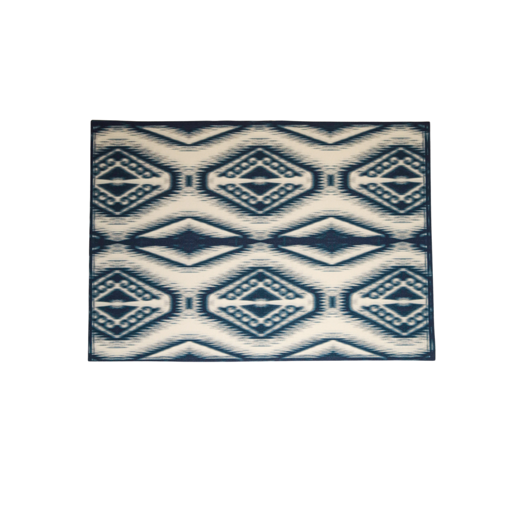 JOGO AMERICANO RETANGULAR DE TECIDO IMPERMEÁVEL - ESTAMPA IKAT AZUL