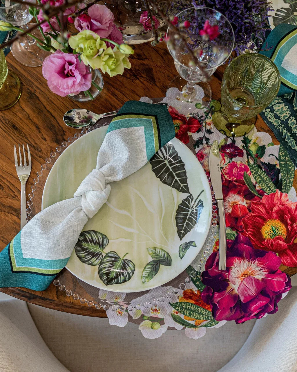 JOGO AMERICANO REDONDO DE TECIDO IMPERMEÁVEL - ESTAMPA LISA VIDA