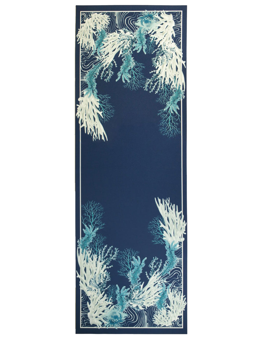 CAMINHO DE MESA AZUL DE TECIDO IMPERMEÁVEL - ESTAMPA FAMÍLIA EL MAR