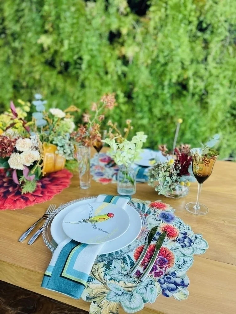 JOGO AMERICANO REDONDO DE TECIDO IMPERMEÁVEL - ESTAMPA LISO VERDE LA GLORIA