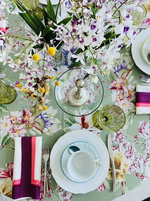 MANTEL ALMA - ESTAMPA FLORAL VERDE MENTA