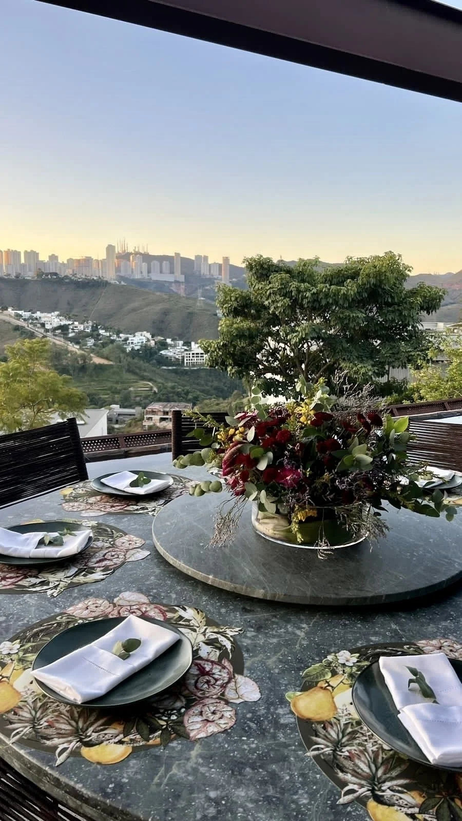 JOGO AMERICANO REDONDO DE TECIDO IMPERMEÁVEL - ESTAMPA LISO BOSQUE