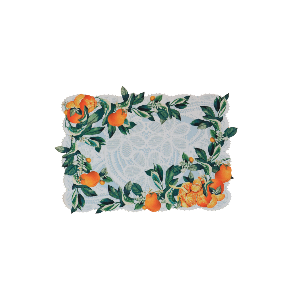 JOGO AMERICANO RETANGULAR DE TECIDO IMPERMEÁVEL - ESTAMPA RENDA RENASCENÇA