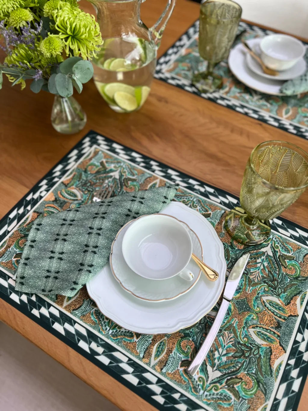 GUARDANAPO DE TECIDO EM LINHO VERDE COM TOQUE MACIO - FAMÍLIA EL CAMPO