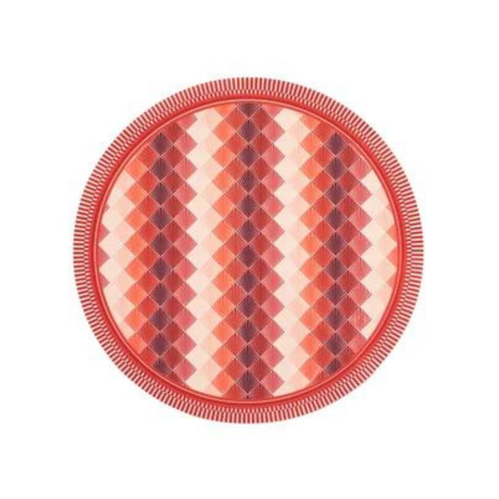 JOGO AMERICANO REDONDO DE TECIDO IMPERMEÁVEL - ESTAMPA ORIENTAL VERMELHA PAZ