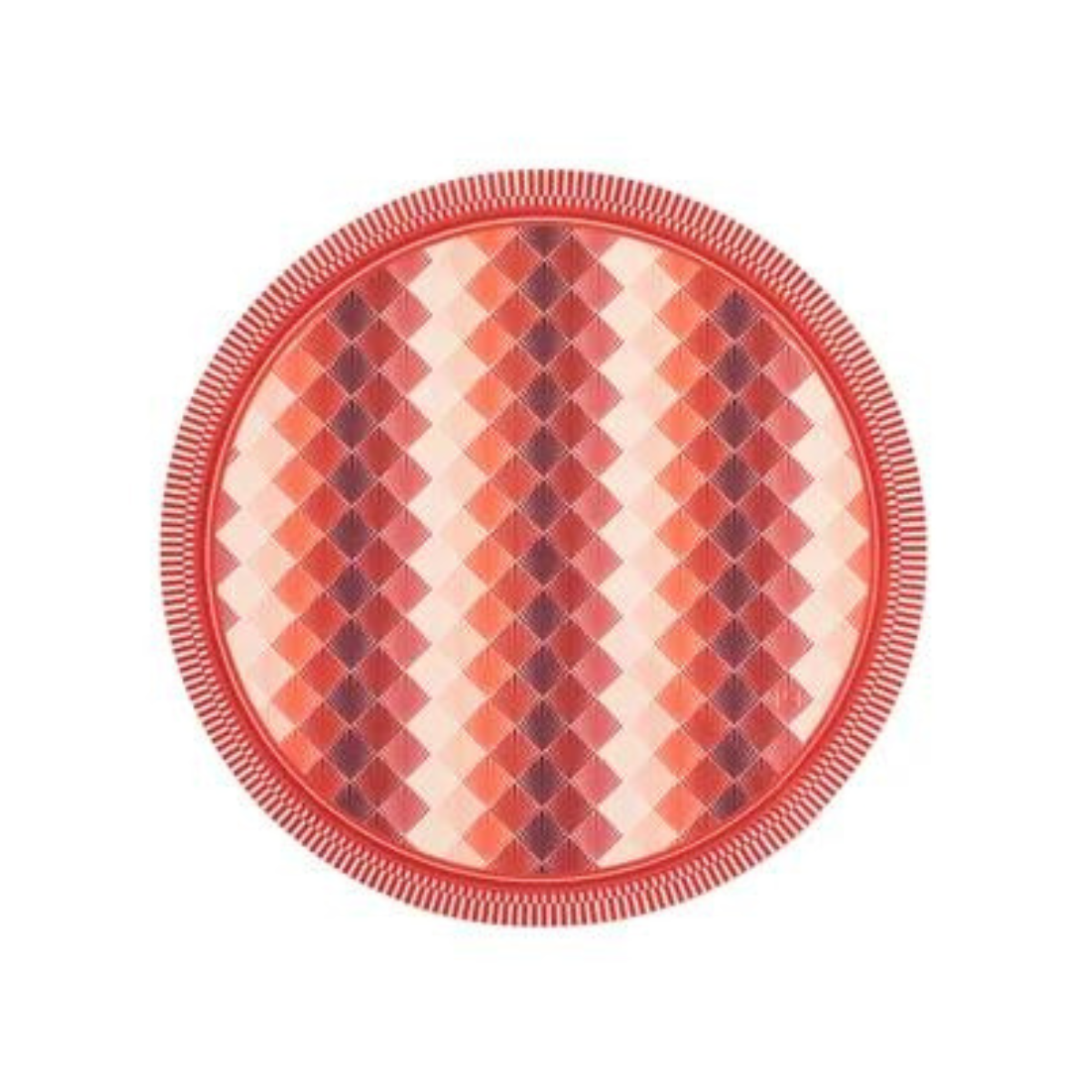 JOGO AMERICANO REDONDO DE TECIDO IMPERMEÁVEL - ESTAMPA ORIENTAL VERMELHA PAZ