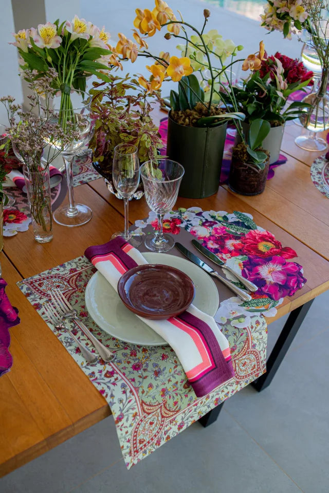 JOGO AMERICANO RETANGULAR DE TECIDO IMPERMEÁVEL - ESTAMPA CASHMERE VERDE MENTA