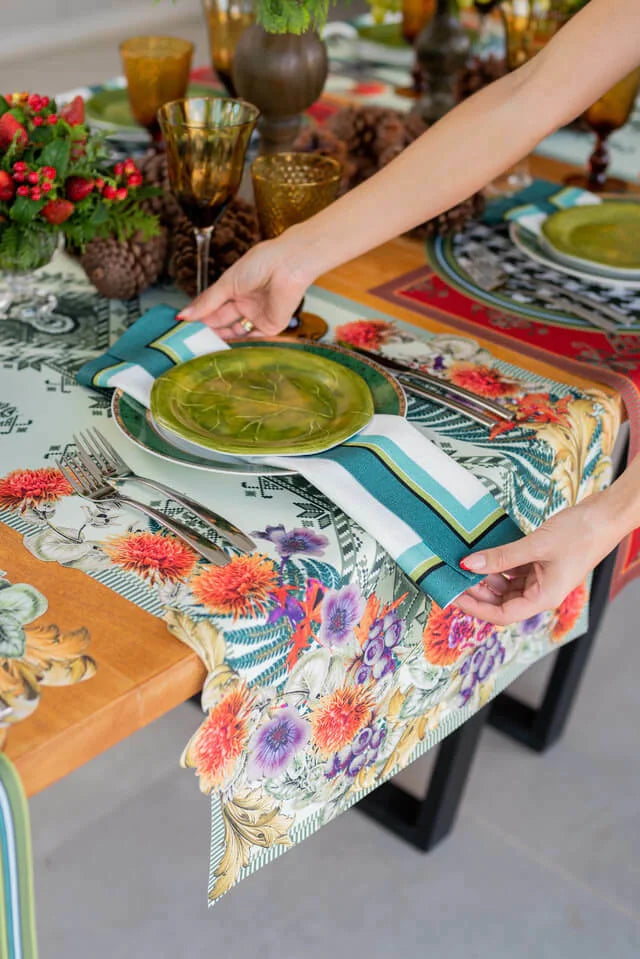 GUARDANAPO DE TECIDO EM LINHO VERDE COM TOQUE MACIO - FAMÍLIA LA MANDARINA