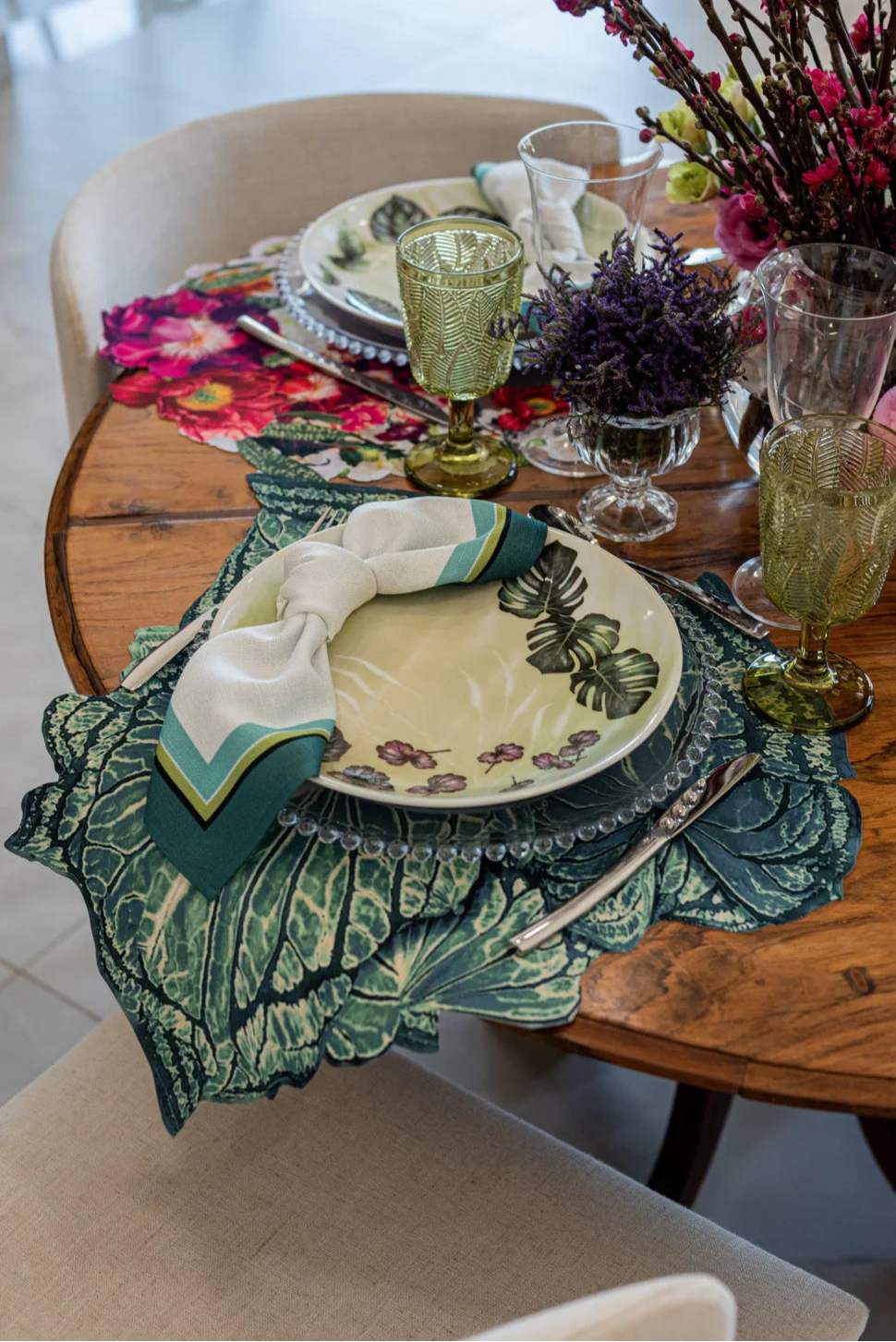 JOGO AMERICANO FOLHA DE TECIDO IMPERMEÁVEL - ESTAMPA VERDE LA VIDA