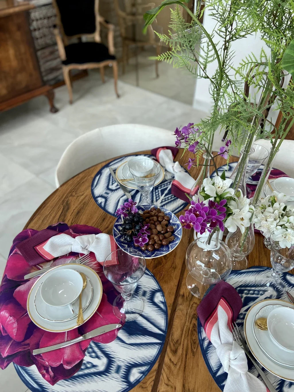 JOGO AMERICANO FLOR VIDA DE TECIDO IMPERMEÁVEL - ESTAMPA PINK