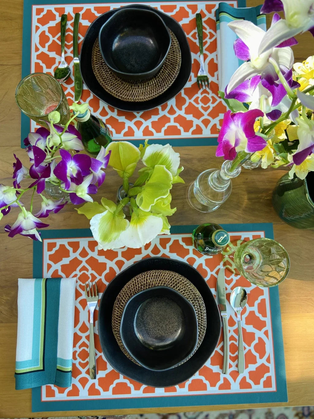 JOGO AMERICANO RETANGULAR DE TECIDO IMPERMEÁVEL - ESTAMPA MARROQUINA 