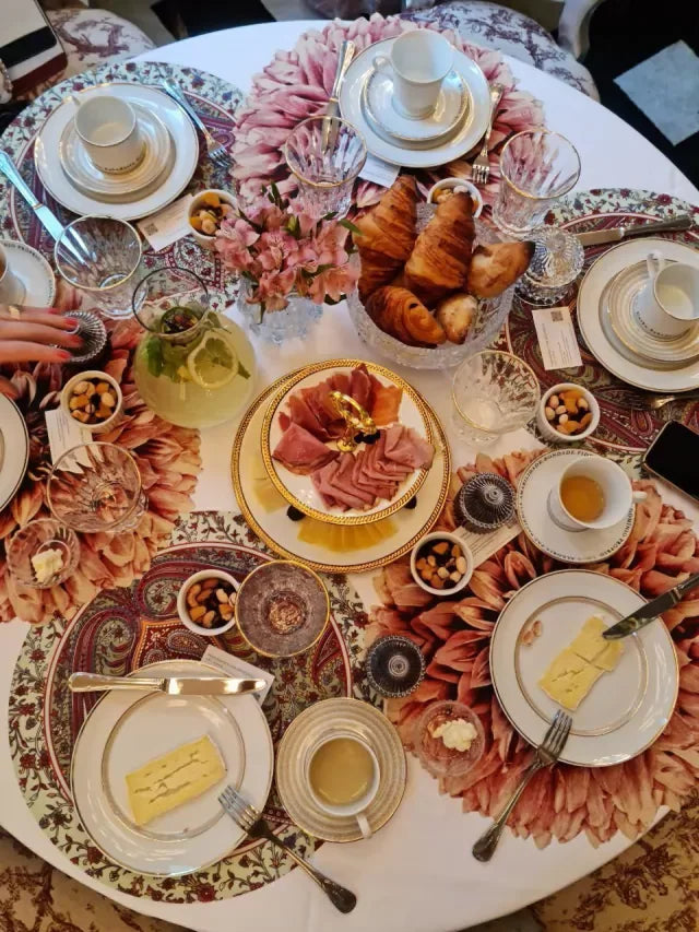 JOGO AMERICANO REDONDO DE TECIDO IMPERMEÁVEL - ESTAMPA CASHMERE VERDE MENTA