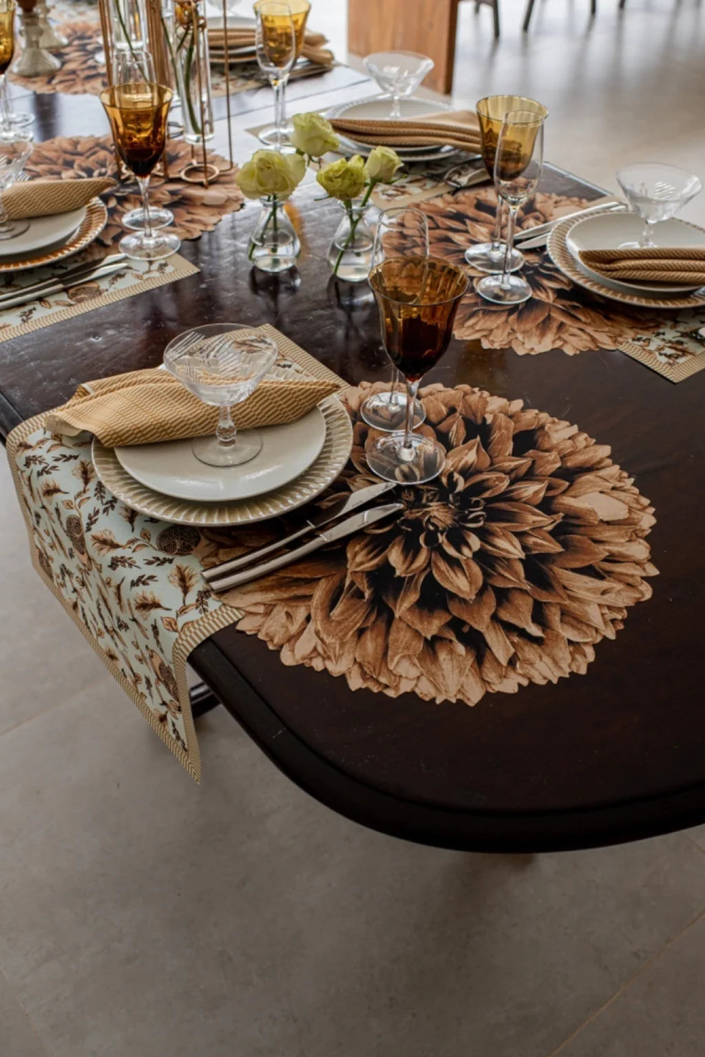 JOGO AMERICANO RETANGULAR DE TECIDO IMPERMEÁVEL - ESTAMPA ROMÃ LIBERTY CELESTE PAZ