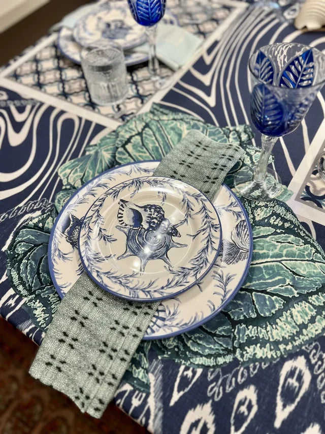 MANTEL ALMA - ESTAMPA PADRONAGENS IKAT E MAR AZUL