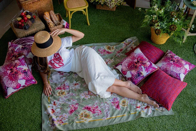 MANTEL ALMA - ESTAMPA FLORAL VERDE MENTA