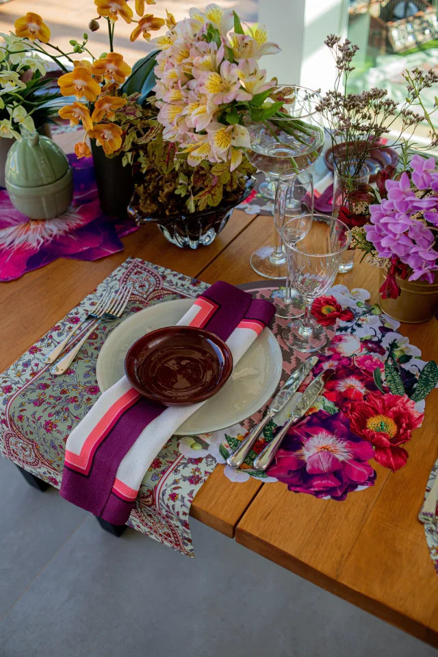 JOGO AMERICANO RETANGULAR DE TECIDO IMPERMEÁVEL - ESTAMPA CASHMERE VERDE MENTA