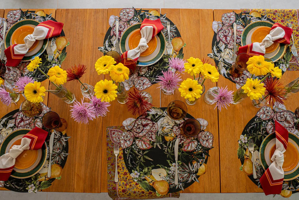 JOGO AMERICANO REDONDO DE TECIDO IMPERMEÁVEL - ESTAMPA LISO BOSQUE