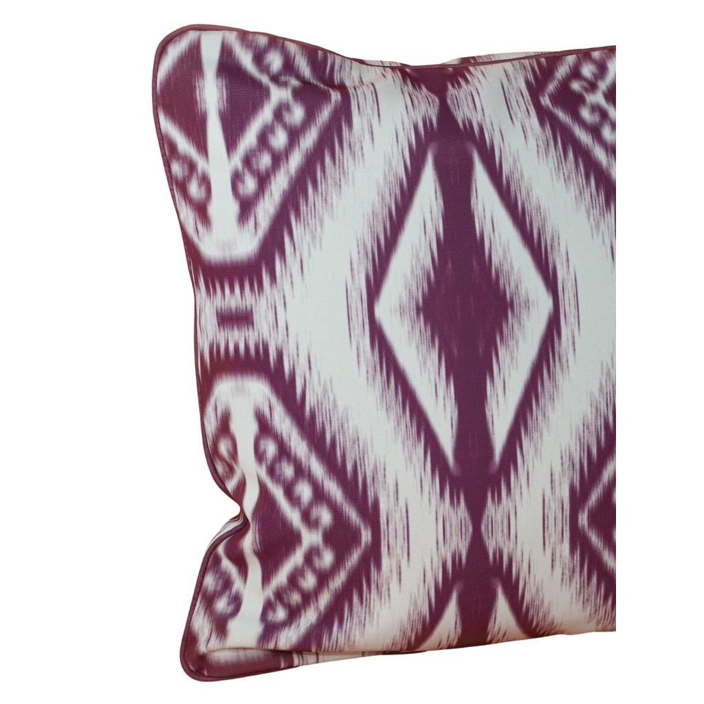 ALMOFADA ROXA ESTAMPA IKAT 42X42
