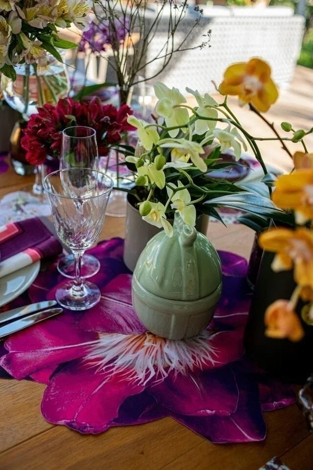 JOGO AMERICANO FLOR VIDA DE TECIDO IMPERMEÁVEL - ESTAMPA PINK