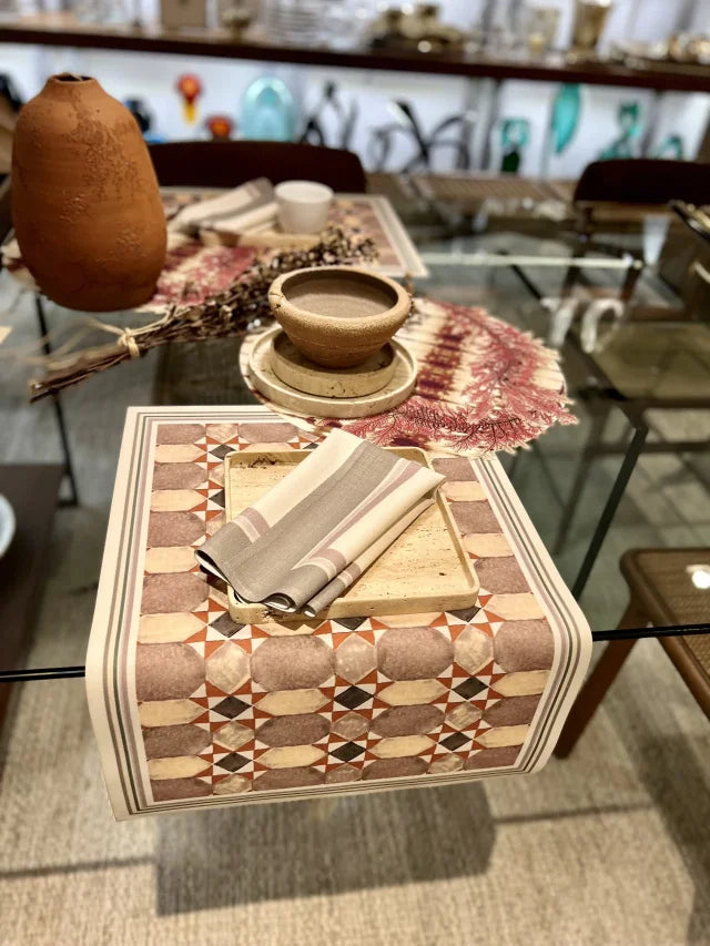 JOGO AMERICANO RETANGULAR DE TECIDO IMPERMEÁVEL - ESTAMPA GEOMÉTRICA ABSTRATA