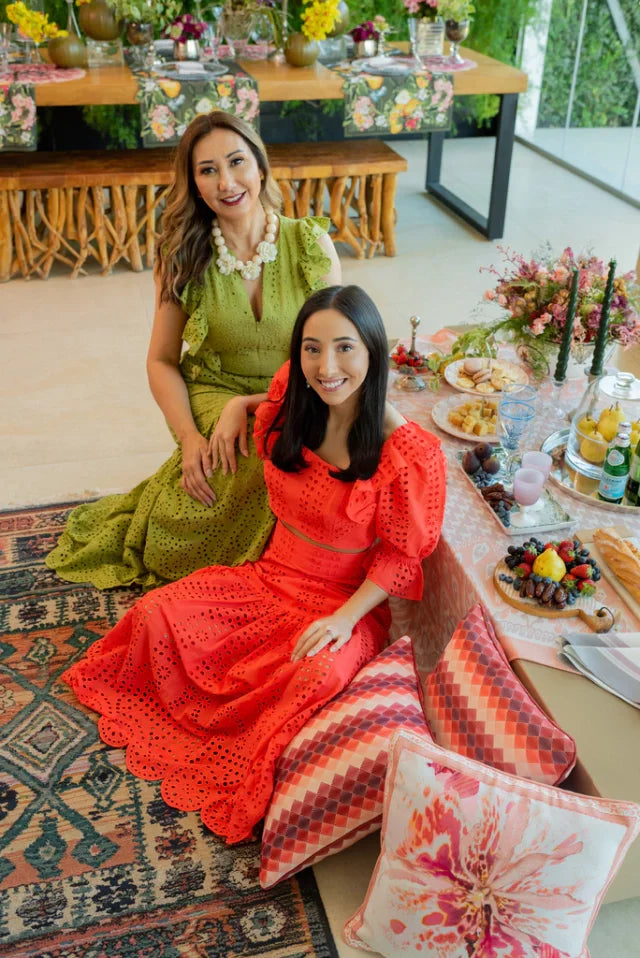 MANTEL ALMA - ESTAMPA PADRONAGENS IKAT E PIED DE POULE ROSA