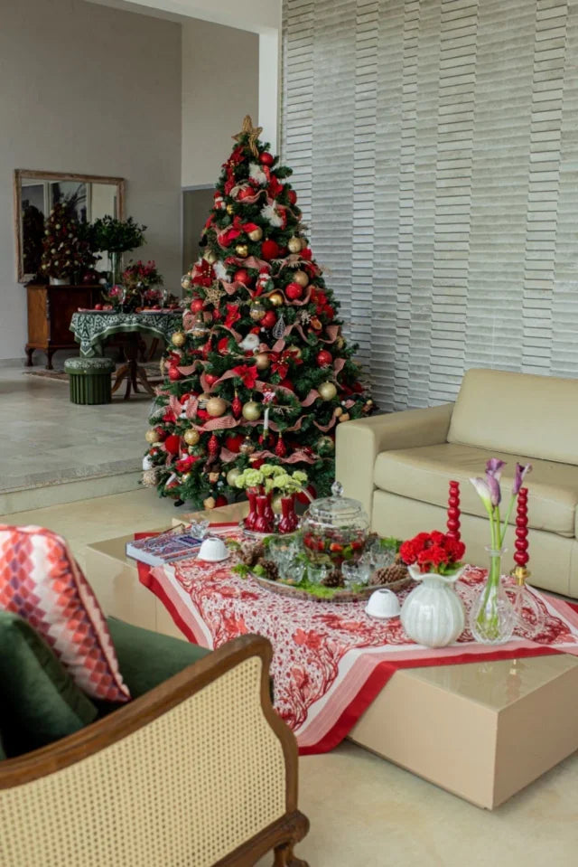 MANTEL ALMA - ESTAMPA LIBERTY ROMÃ VERMELHA