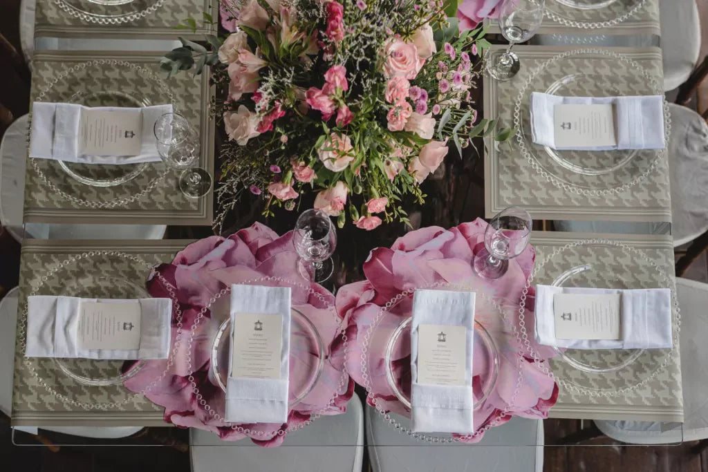 JOGO AMERICANO FLOR CAMPO DE TECIDO IMPERMEÁVEL - ESTAMPA ROSA VINTAGE