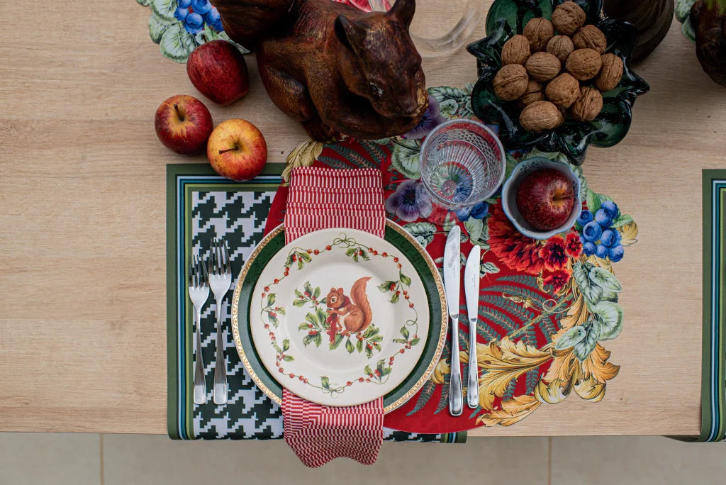 JOGO AMERICANO REDONDO DE TECIDO IMPERMEÁVEL - ESTAMPA LISO VERMELHA LA GLORIA