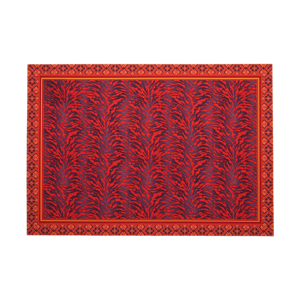 JOGO AMERICANO RETANGULAR DE TECIDO IMPERMEÁVEL - ESTAMPA ZEBRA VERMELHA LA GLORIA