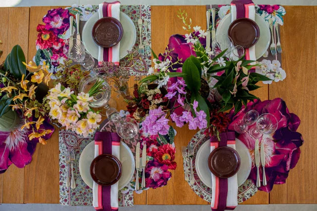 JOGO AMERICANO REDONDO DE TECIDO IMPERMEÁVEL - ESTAMPA CASHMERE VERDE MENTA