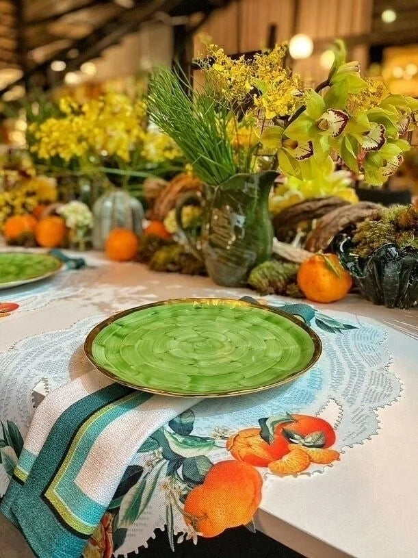 JOGO AMERICANO OVAL DE TECIDO IMPERMEÁVEL - ESTAMPA RENDA RENASCENÇA